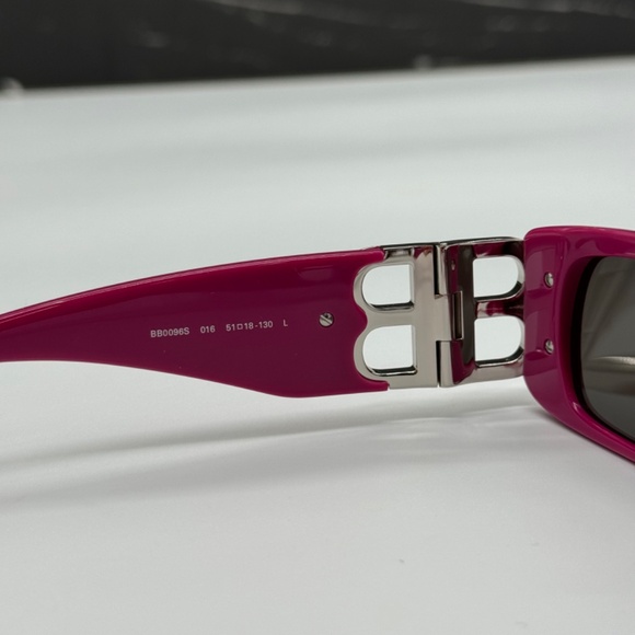 NEW BB0096S 016 BALENCIAGA PINK GREY WOMEN SQUARE BALENCIAGA SUNGLASSES - Picture 9 of 11